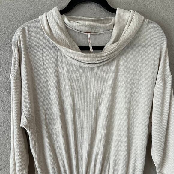 Free People Sundown Mini Dress Ruched Drawstring Side Cowl Neck Long Sleeve - Picture 4 of 8